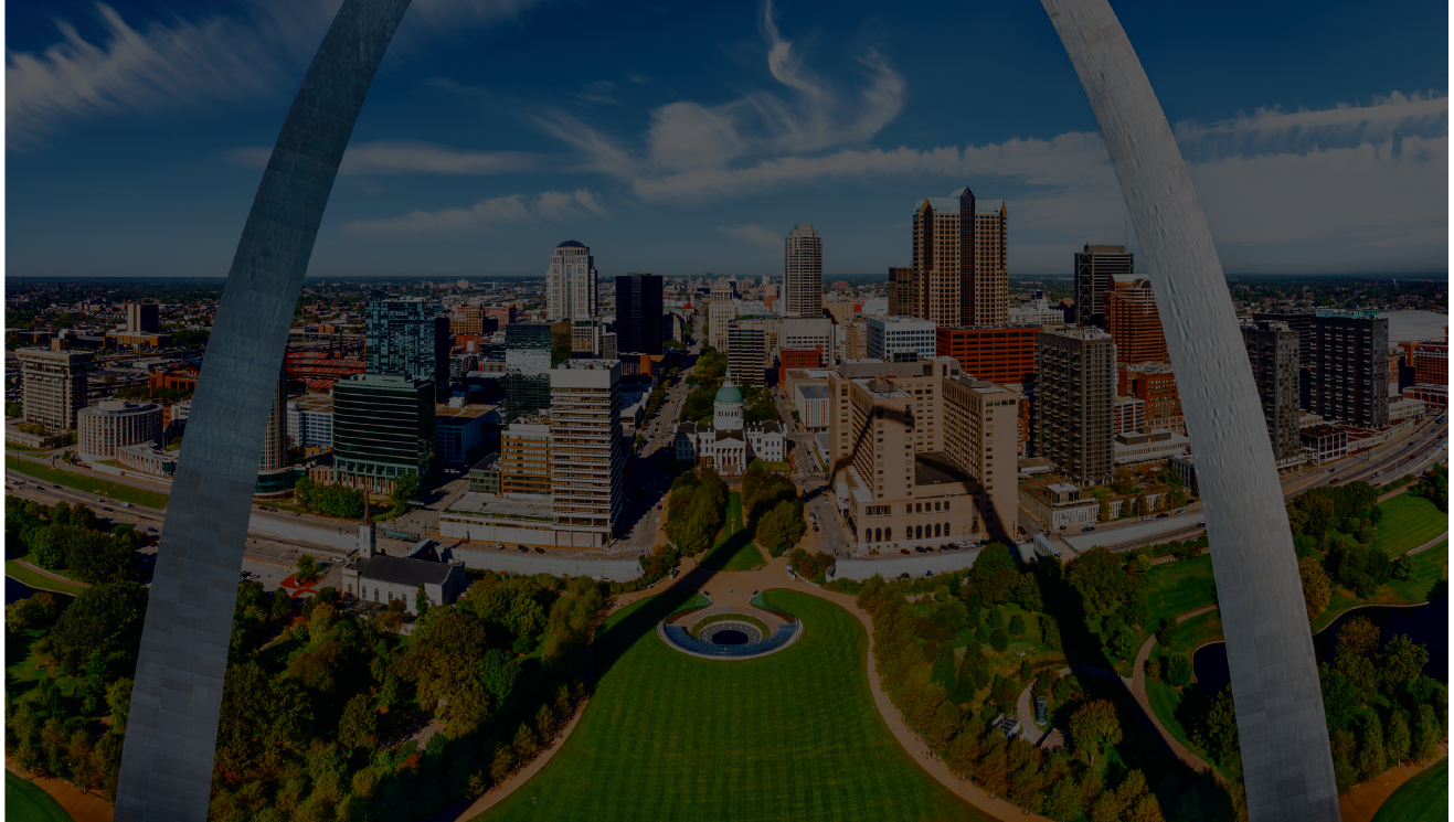 The Gateway Arch in St. Louis framing the city skyline, Missouri