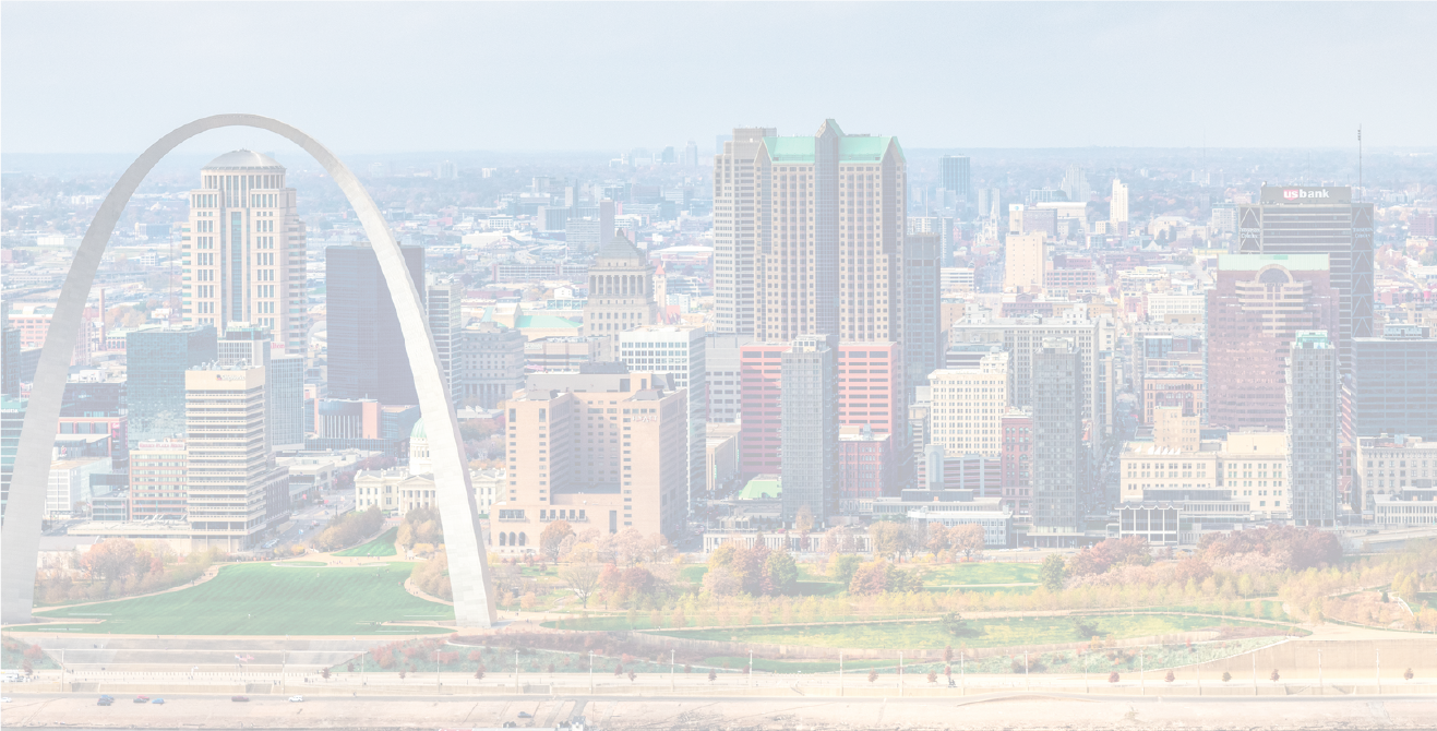St. Louis skyline highlighting buildings built with contributions from Local 36 sheet metal workers